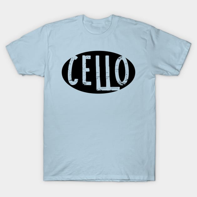 Cello Oval Rough Text T-Shirt by Barthol Graphics
